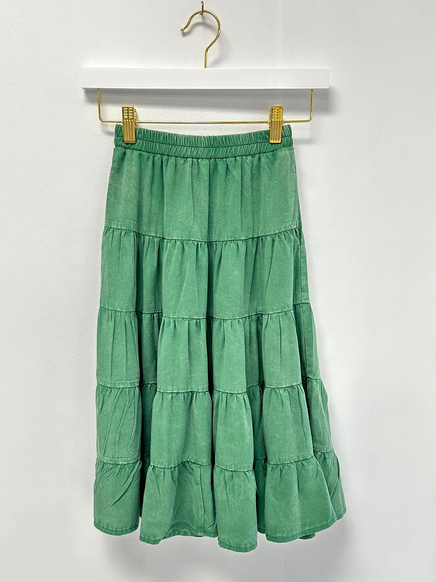 Hayden Green Tiered Midi Skirt