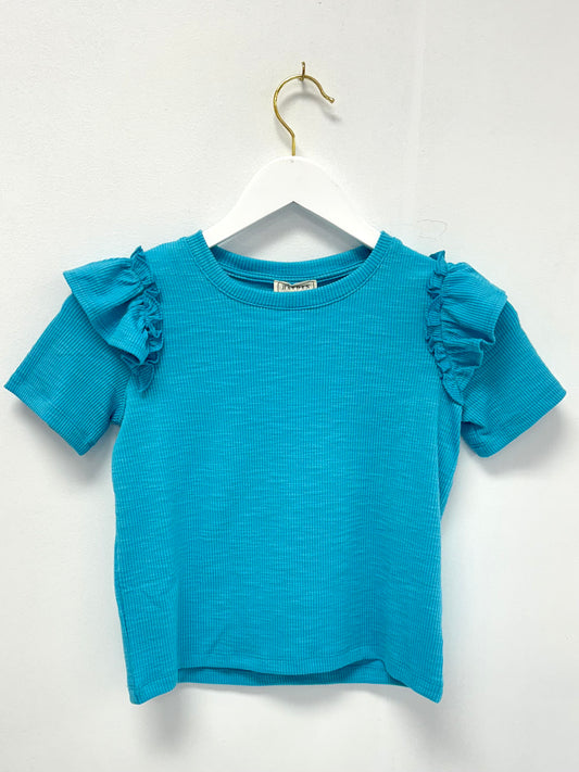 Hayden Turquoise Ribbed Basic Tee