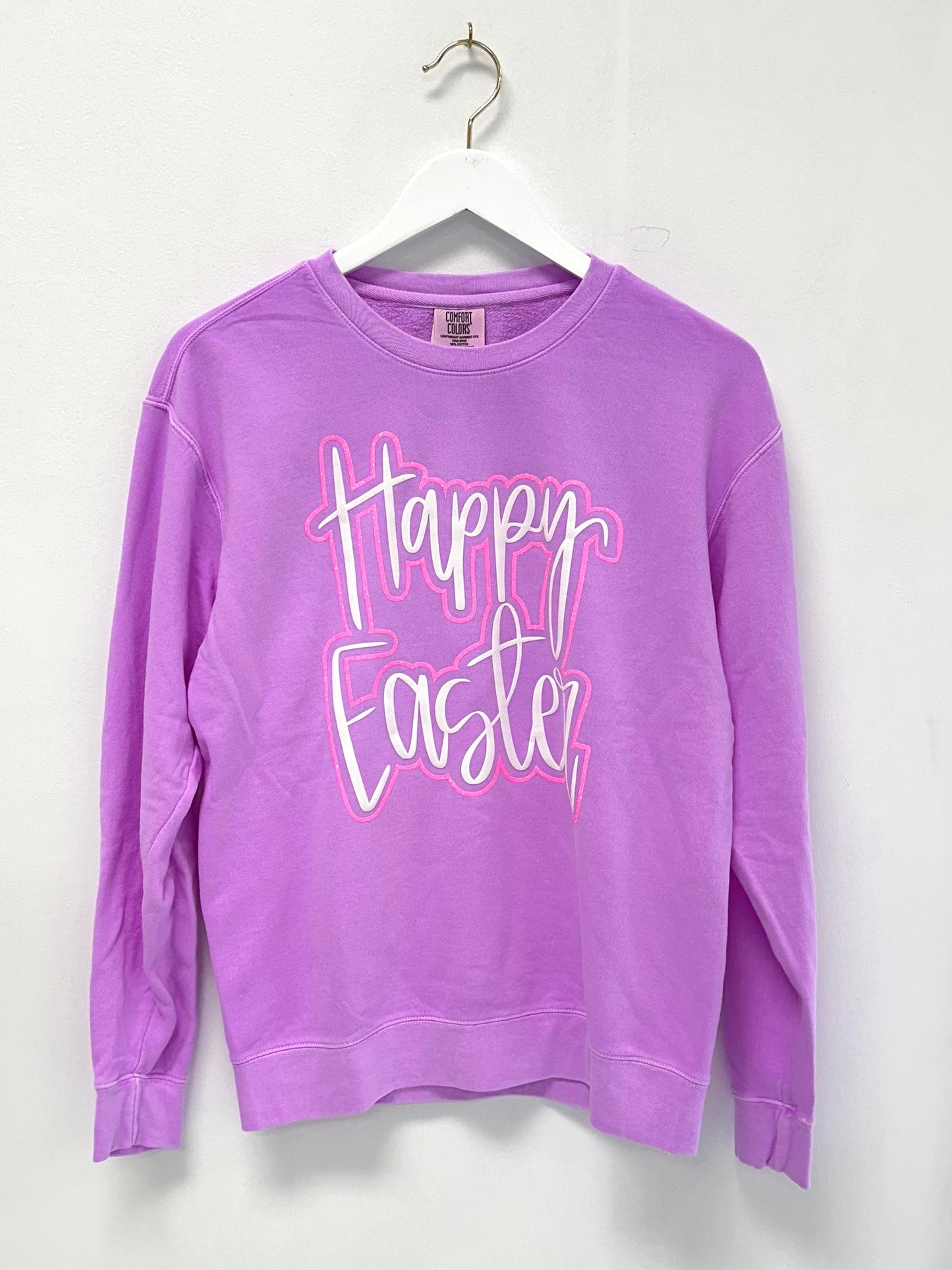 Neon Violet Happy Easter Sweatshirt