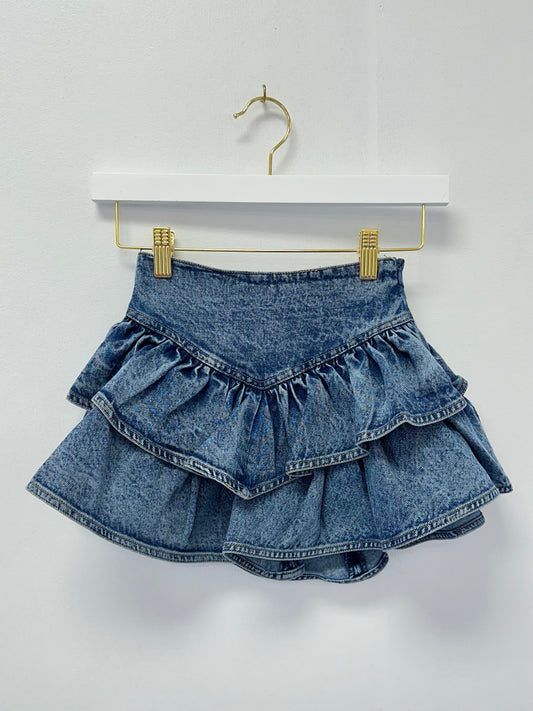 Love Daisy Denim Ruffle Mini Skirt