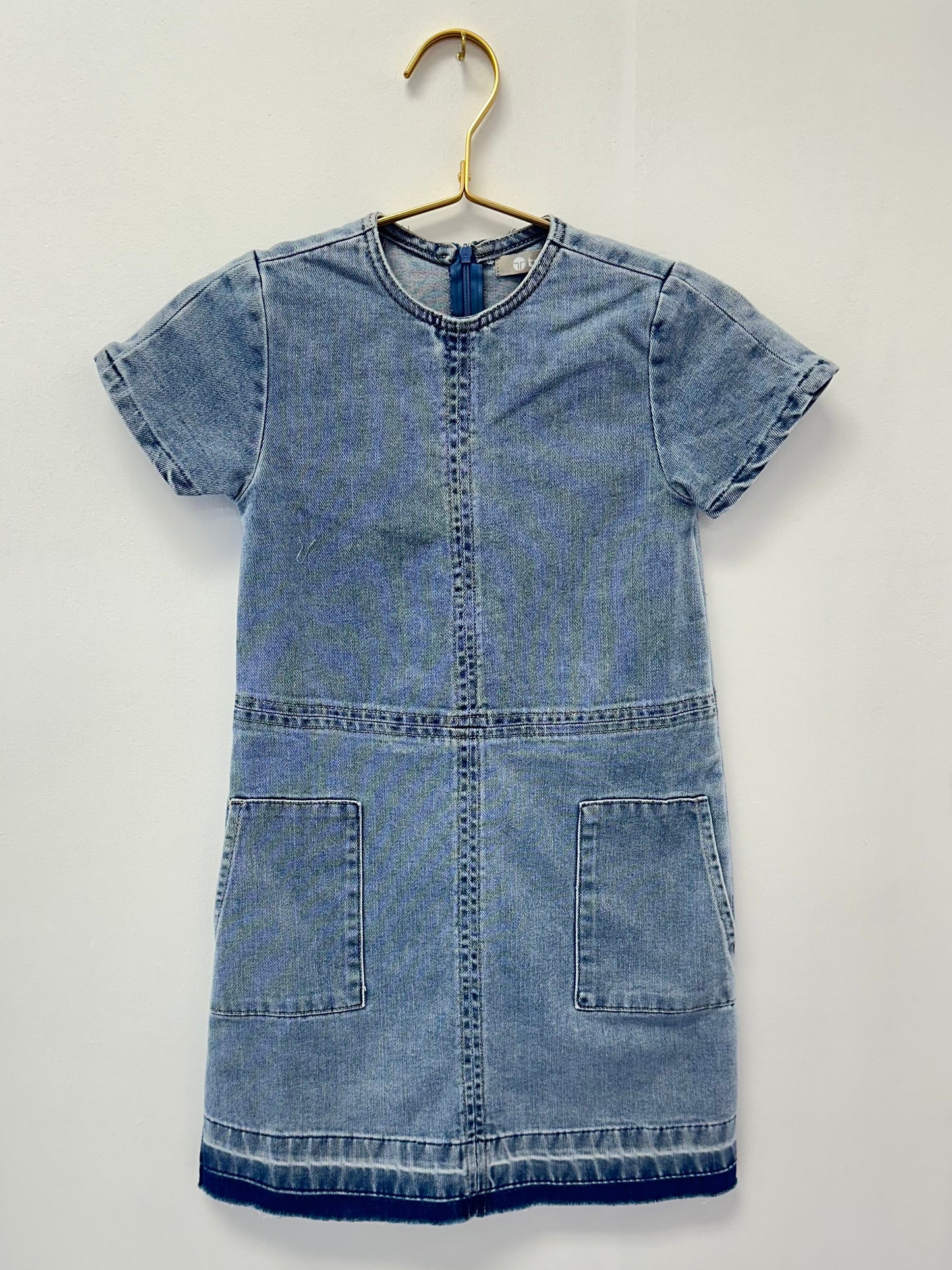 Tractr Patch Pocket Short Sleeve Denim Dress