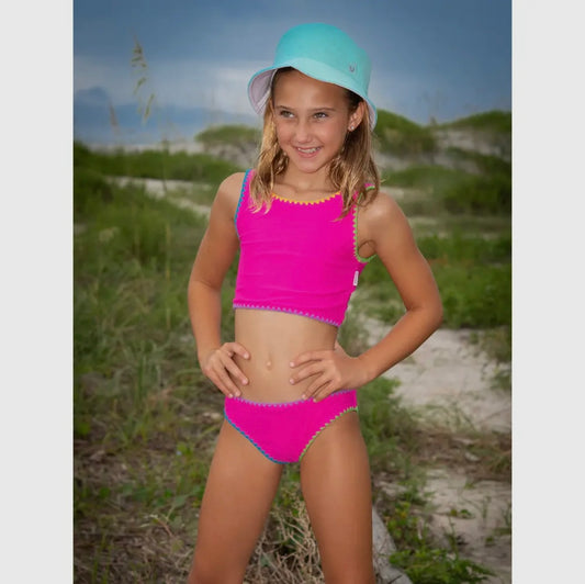 Limeapple Hot Pink Multi Stitched Tankini