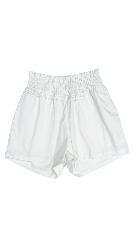 Pleat White Chloe Twill Short