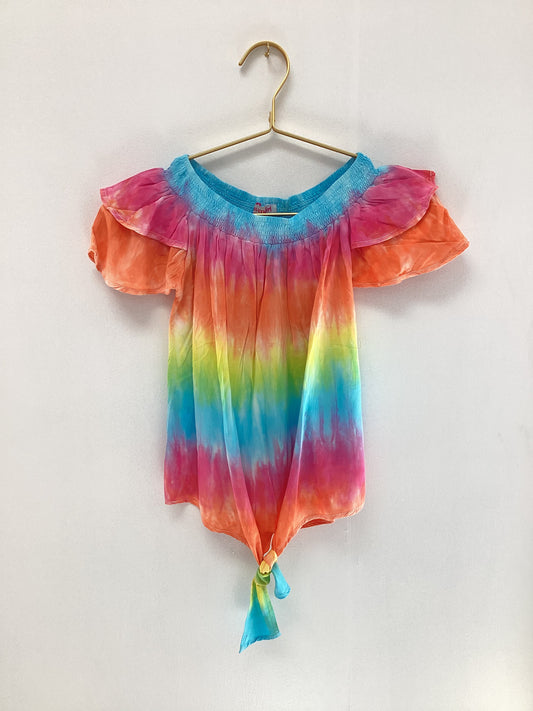 Joyous & Free Rainbow Tie Dye Lotus Top