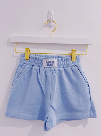 LuLu Mac Kid Terry Cloth Shorts- Light Blue