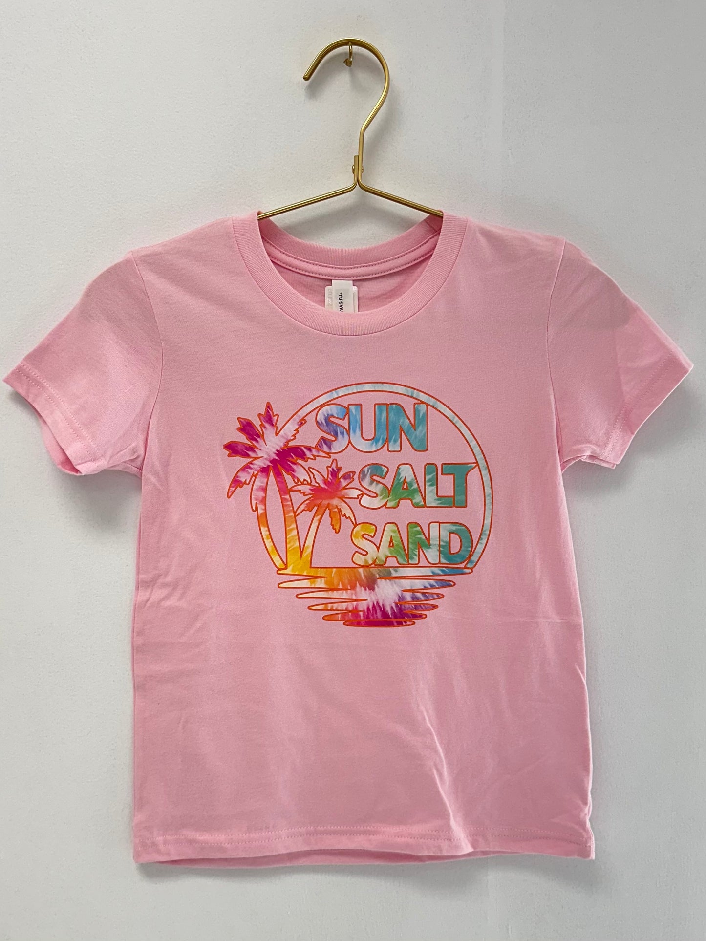 Pink Sun,Salty,Sand & Palm Trees Graphic Tee