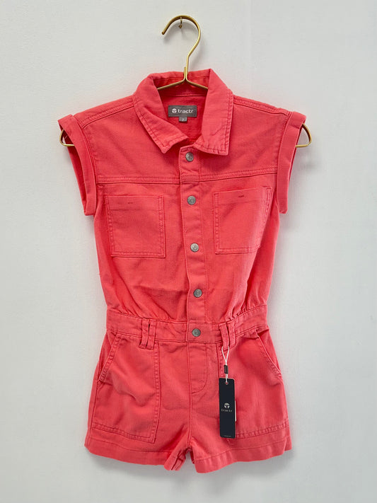 Tractr Coral Denim Romper