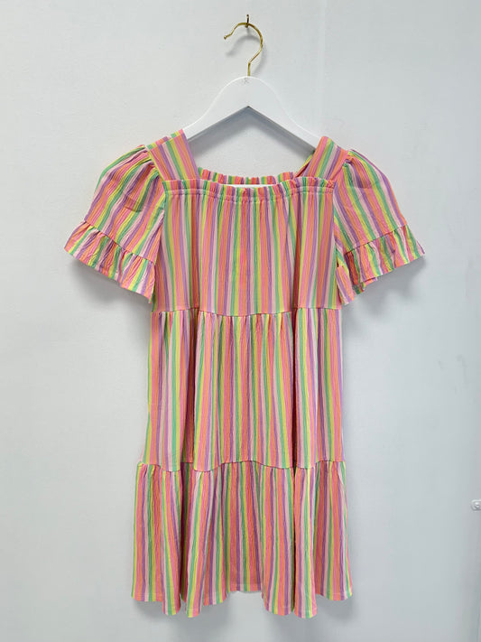 Hayden Rainbow Stripe Cotton Dress