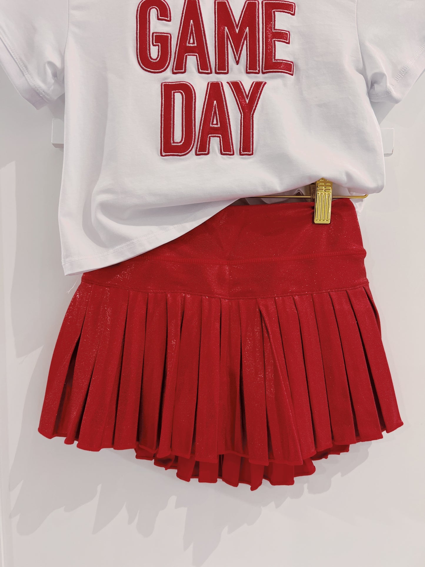 Azarhia Crimson Shimmer Mini Pleated Skort