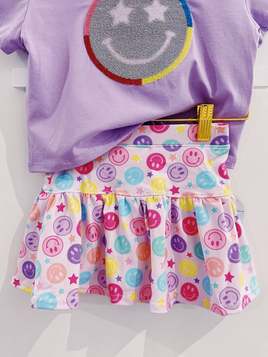 Azarhia Pastel Smiley Gathered Skort
