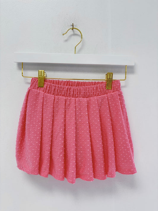 Erge Pink Polkadot Pleated Skort
