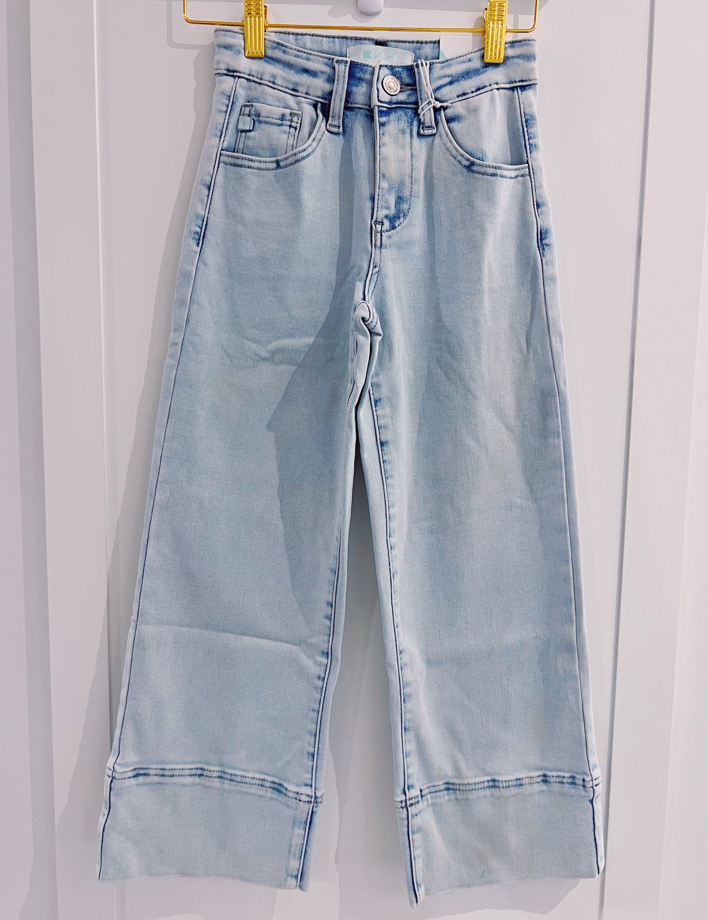 Light High Rise Crop Wide Leg