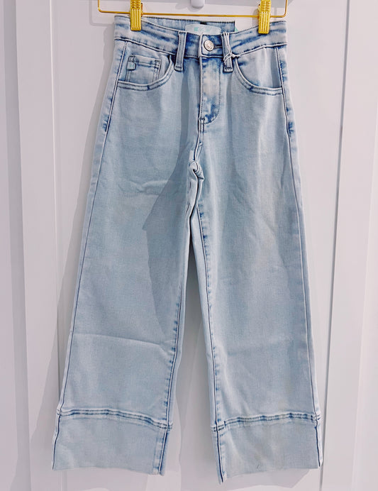 Light High Rise Crop Wide Leg