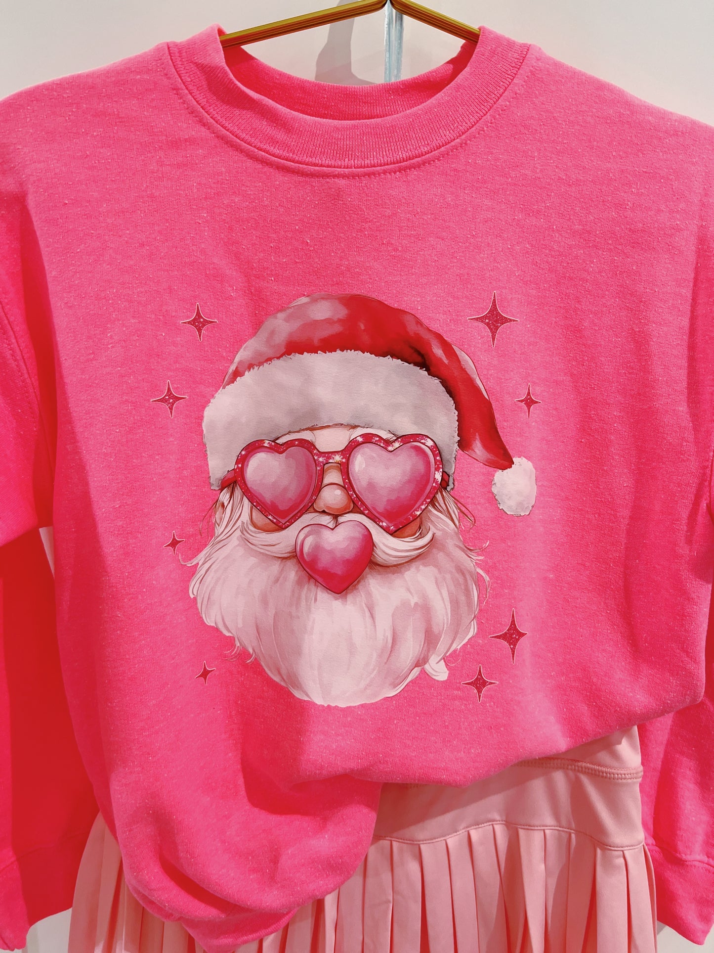 Safety Pink Bubblegum Santa Graphic Sweatshirt