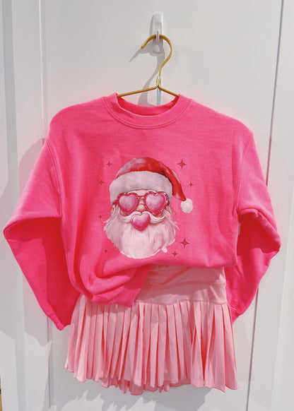 Safety Pink Bubblegum Santa Graphic Sweatshirt