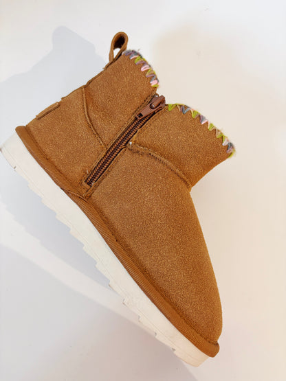 Mia Chestnut Suede Rubye Color Stitch Bootie
