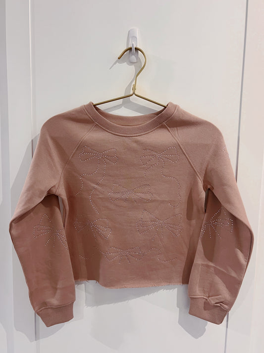 Paper Flower Rose Rhinestone Bows Sweatshirt