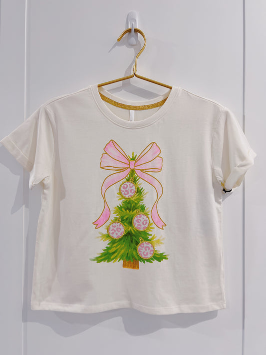Sweet Soul Lurex Bow Christmas Tree Tee
