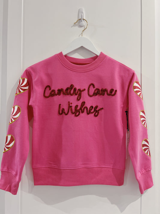 Sweet Soul Hot Pink Candy Cane Wishes Sweatshirt