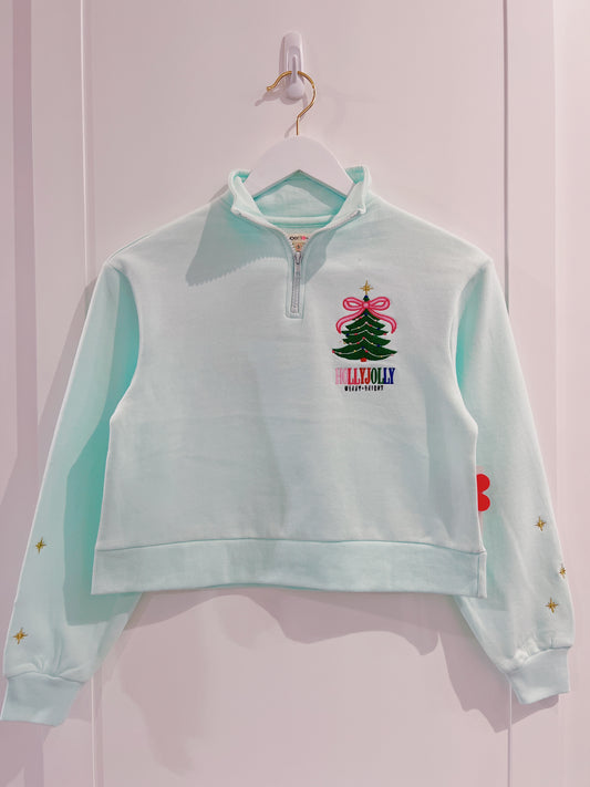 Paper Flower Mint Holly Jolly 1/4 Zip