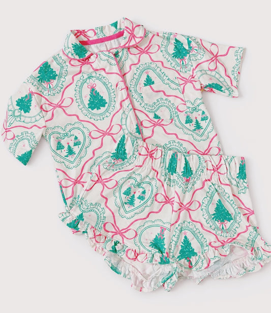 Sweet Soul Vintage Christmas Tree Short PJ Set