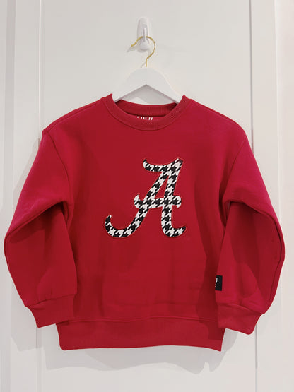 LuLu Mac Youth Crimson Houndstooth A Sweatshirt
