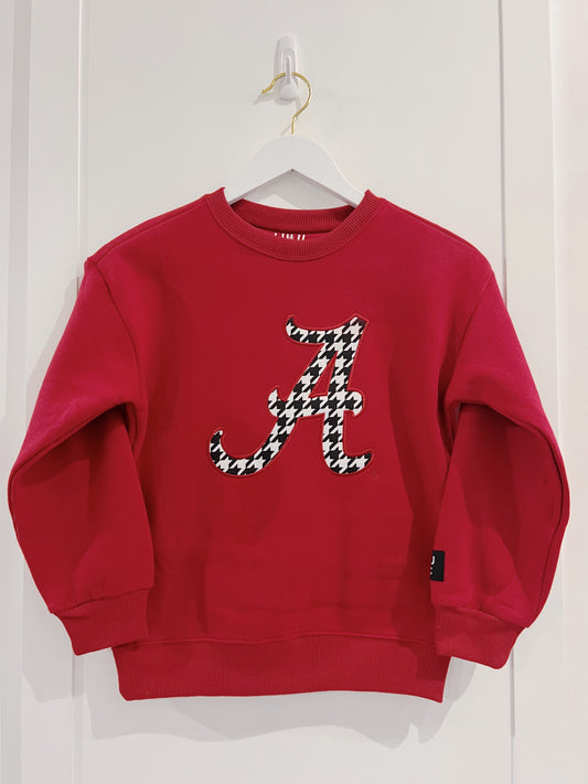 LuLu Mac Youth Crimson Houndstooth A Sweatshirt