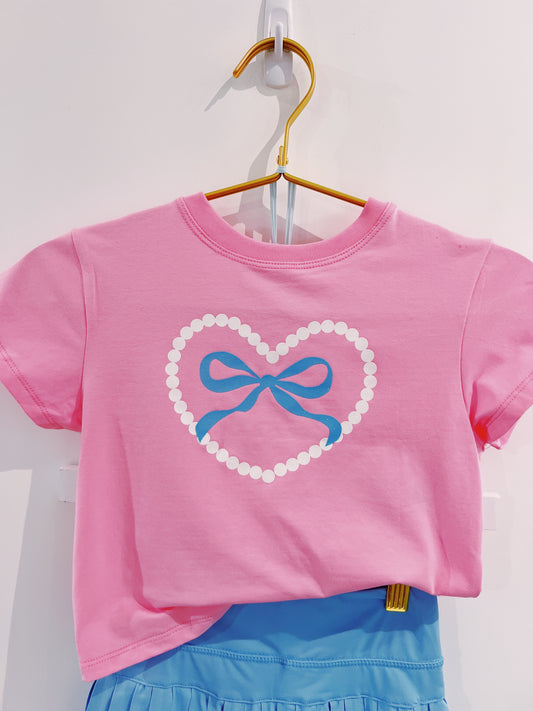 Glitter Pearl Heart Pink Boxy Tee