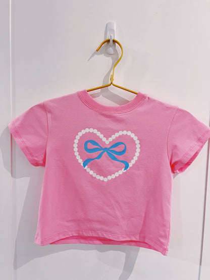 Glitter Pearl Heart Pink Boxy Tee