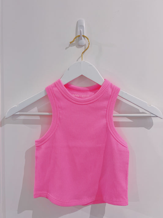 Crop Racer Back Tank- Rose