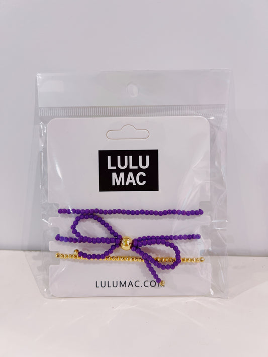 Bow Bracelet Stack- Purple