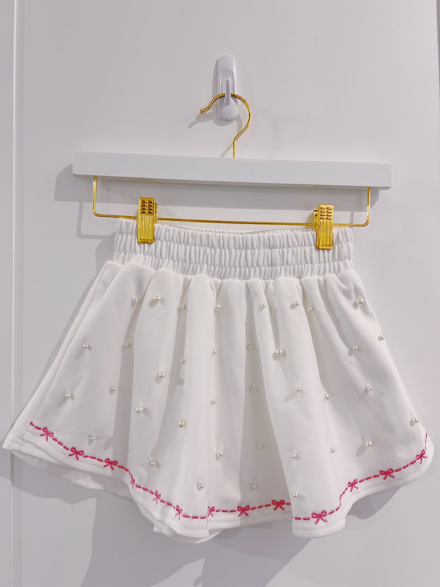 Off White Embellished Terry Skort
