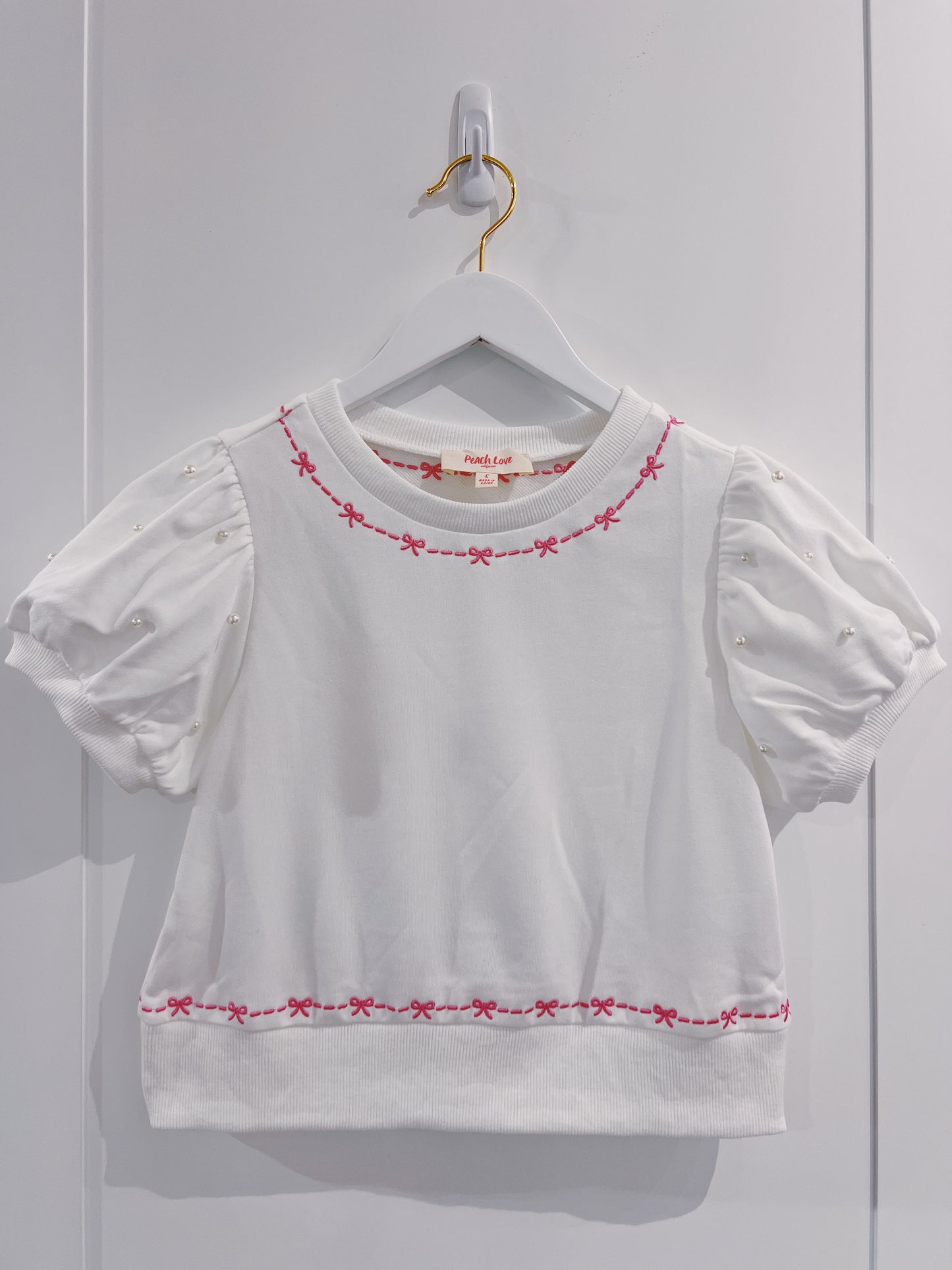 Off White Embellished Terry Top