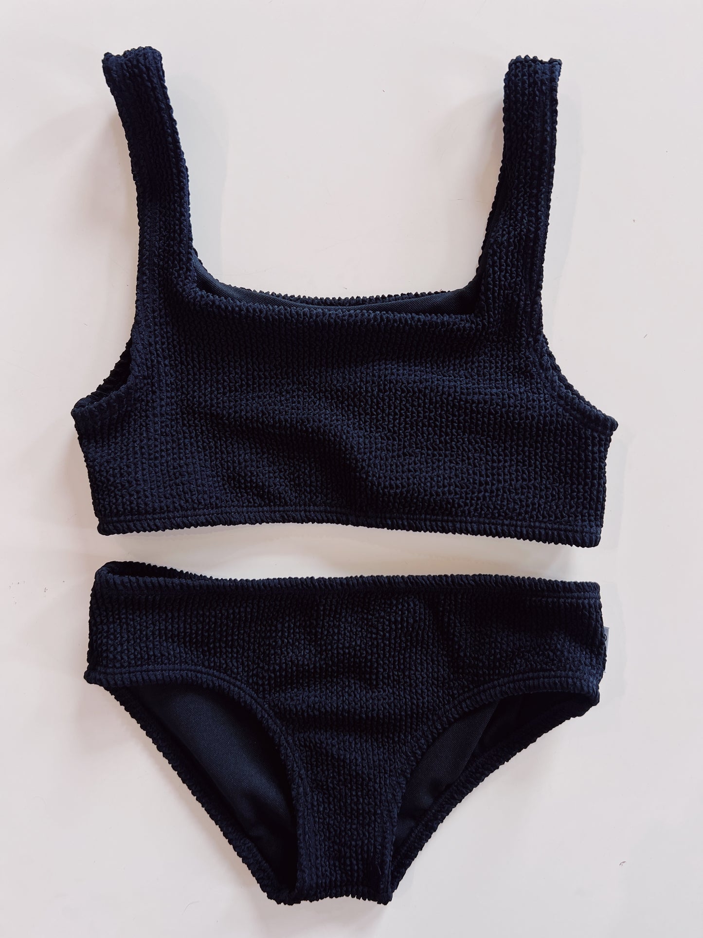 Black Crinkle Square Neck Bikini