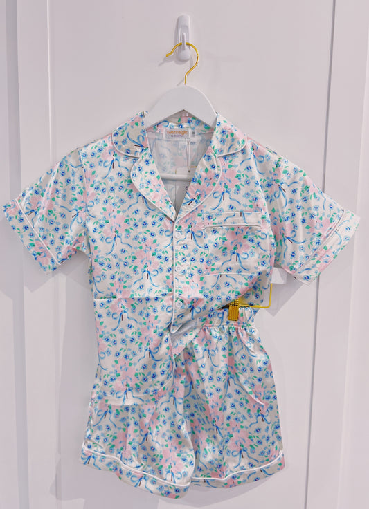 Pink/Blue Floral Satin PJ'S