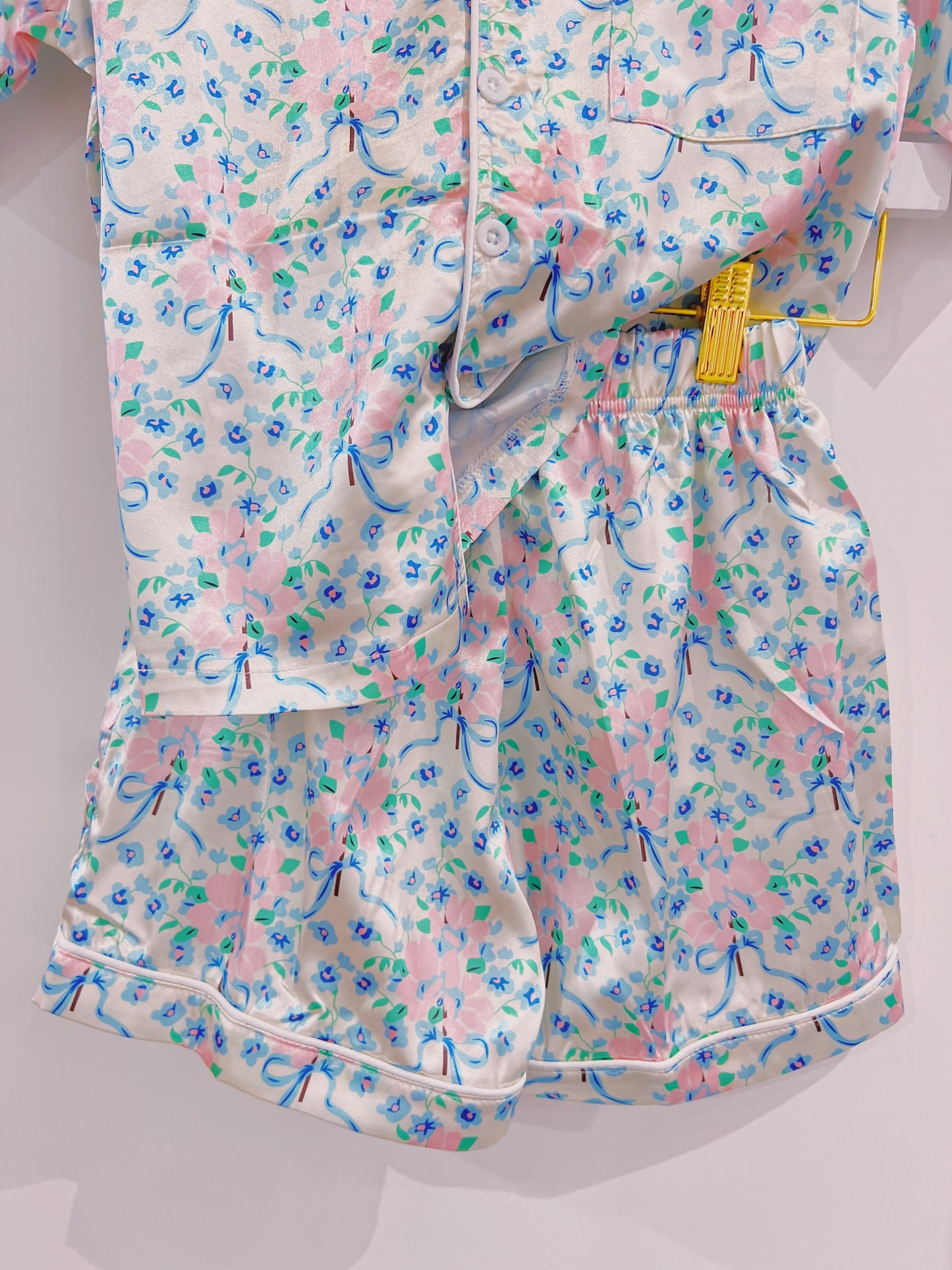 Pink/Blue Floral Satin PJ'S