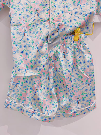 Pink/Blue Floral Satin PJ'S