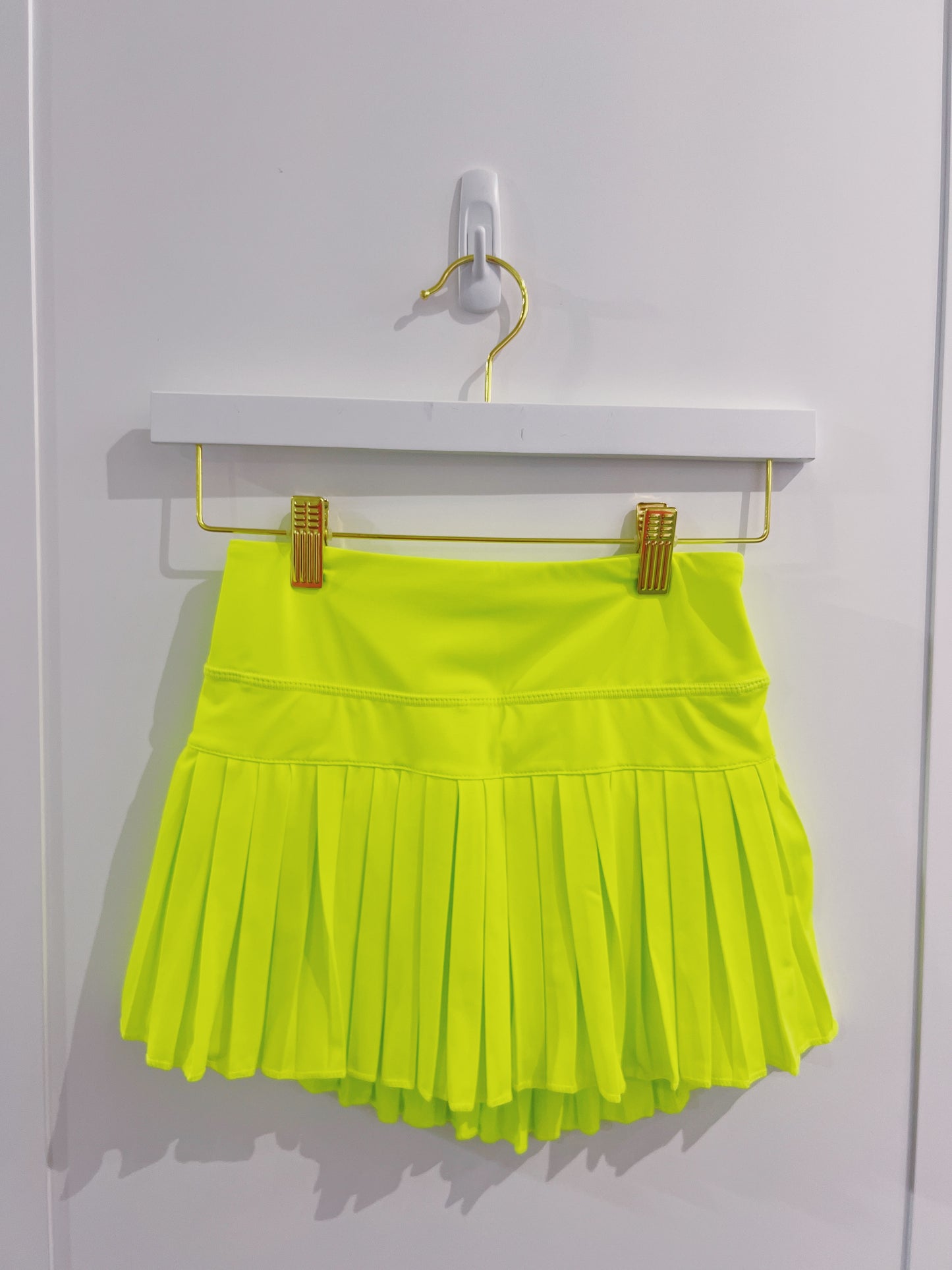 Neon Yellow Mini Pleated Skort