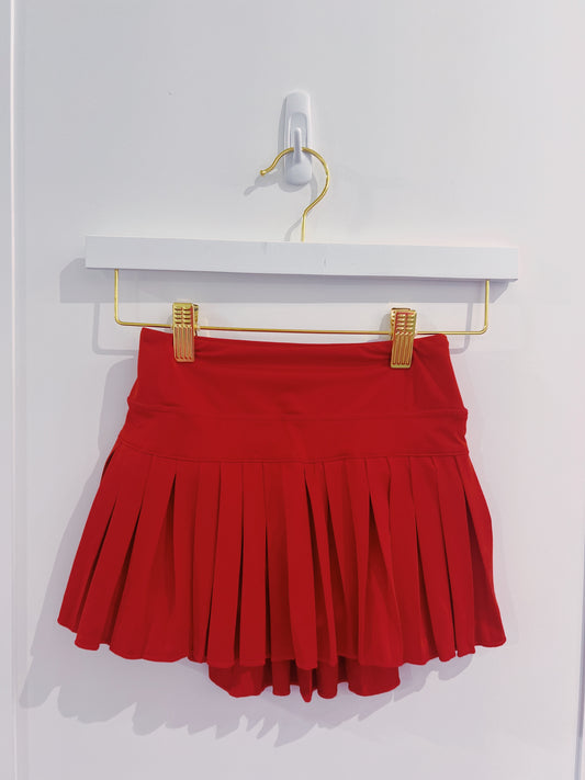 Red Mini Pleated Skort
