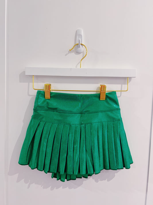Green Shimmer Mini Pleated Skort