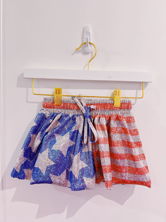 American Flag Shimmer Butterfly Shorts