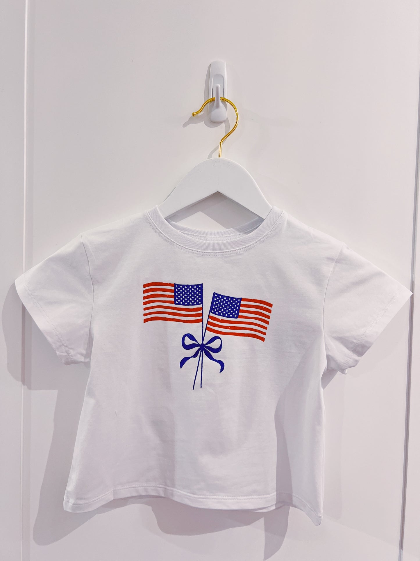White Glitter Flag Boxy Tee