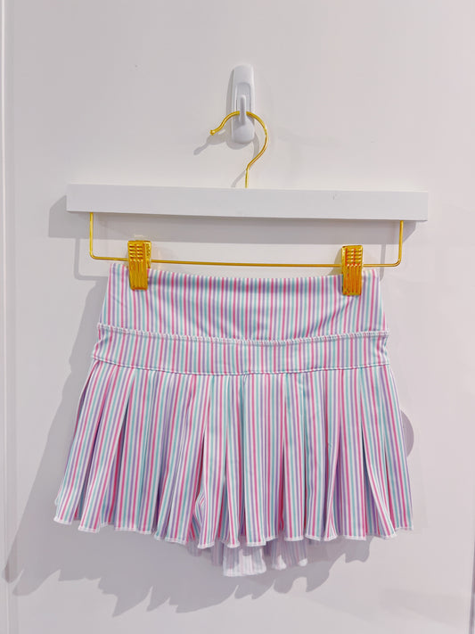 Pastel Stripes Mini Pleated Skort