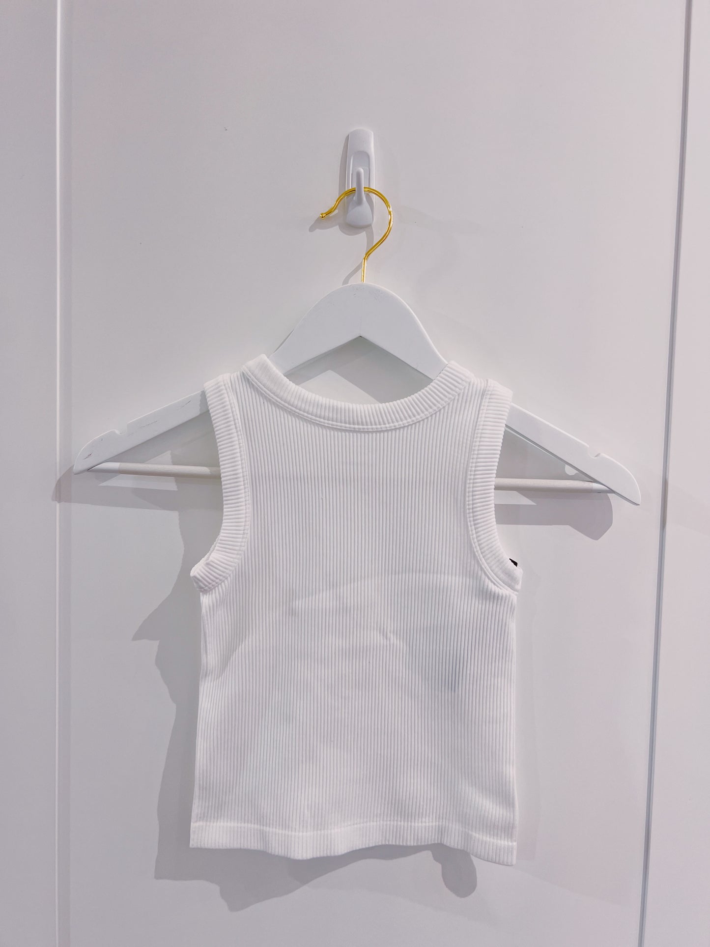 Suzette Tween White High Neck Ribbed Seamless Tank