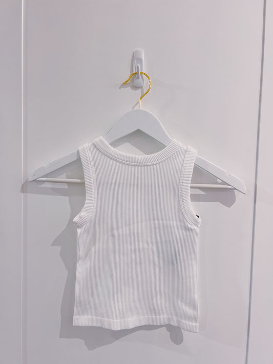 Suzette Tween White High Neck Ribbed Seamless Tank