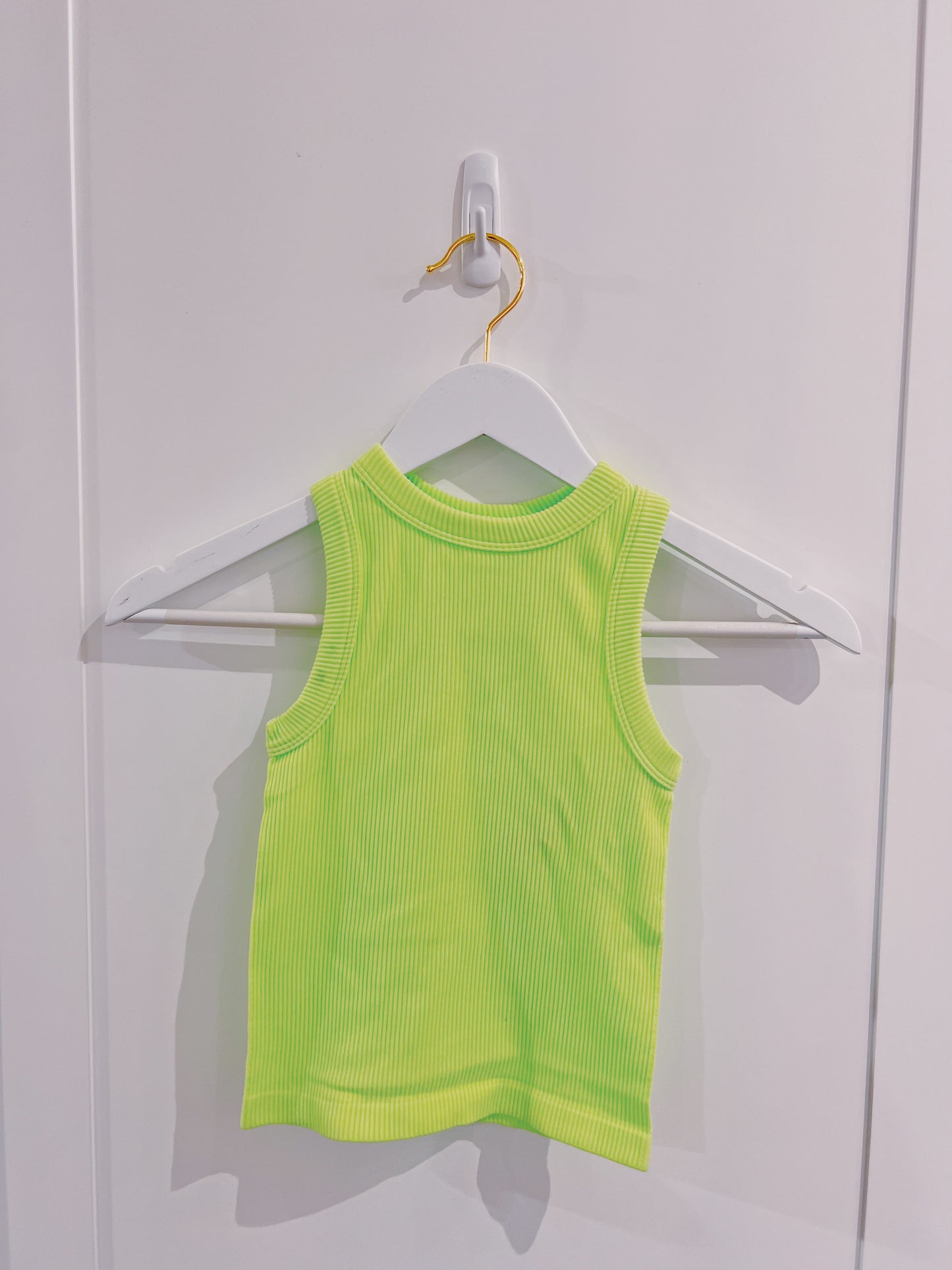 Suzette Tween Lime Green High Neck Ribbed Seamless Tank