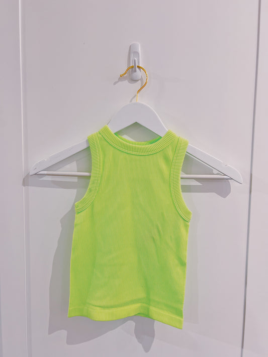 Suzette Tween Lime Green High Neck Ribbed Seamless Tank