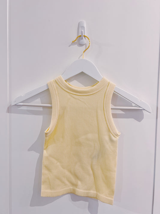 Suzette Tween Yellow High Neck Ribbed Seamless Tank