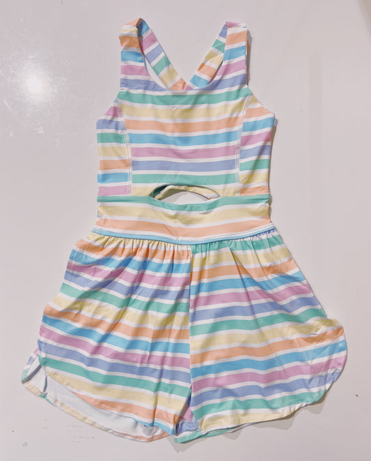 Belle Cher Striped Haddie Romper