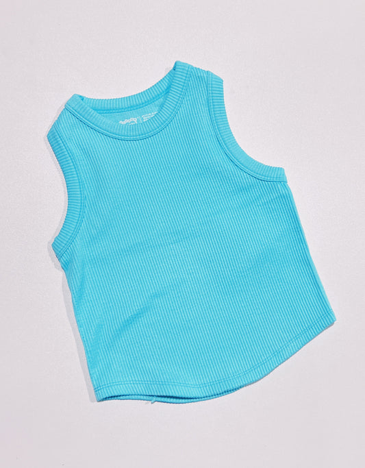 Crop Racer Back Tank- Ice Blue